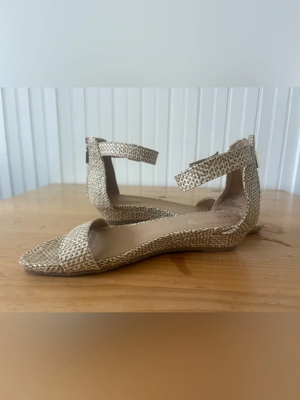 Reaction Kenneth Cole Great Viber Sandals 7.5 Raffia Woven Coastal Boho Flat